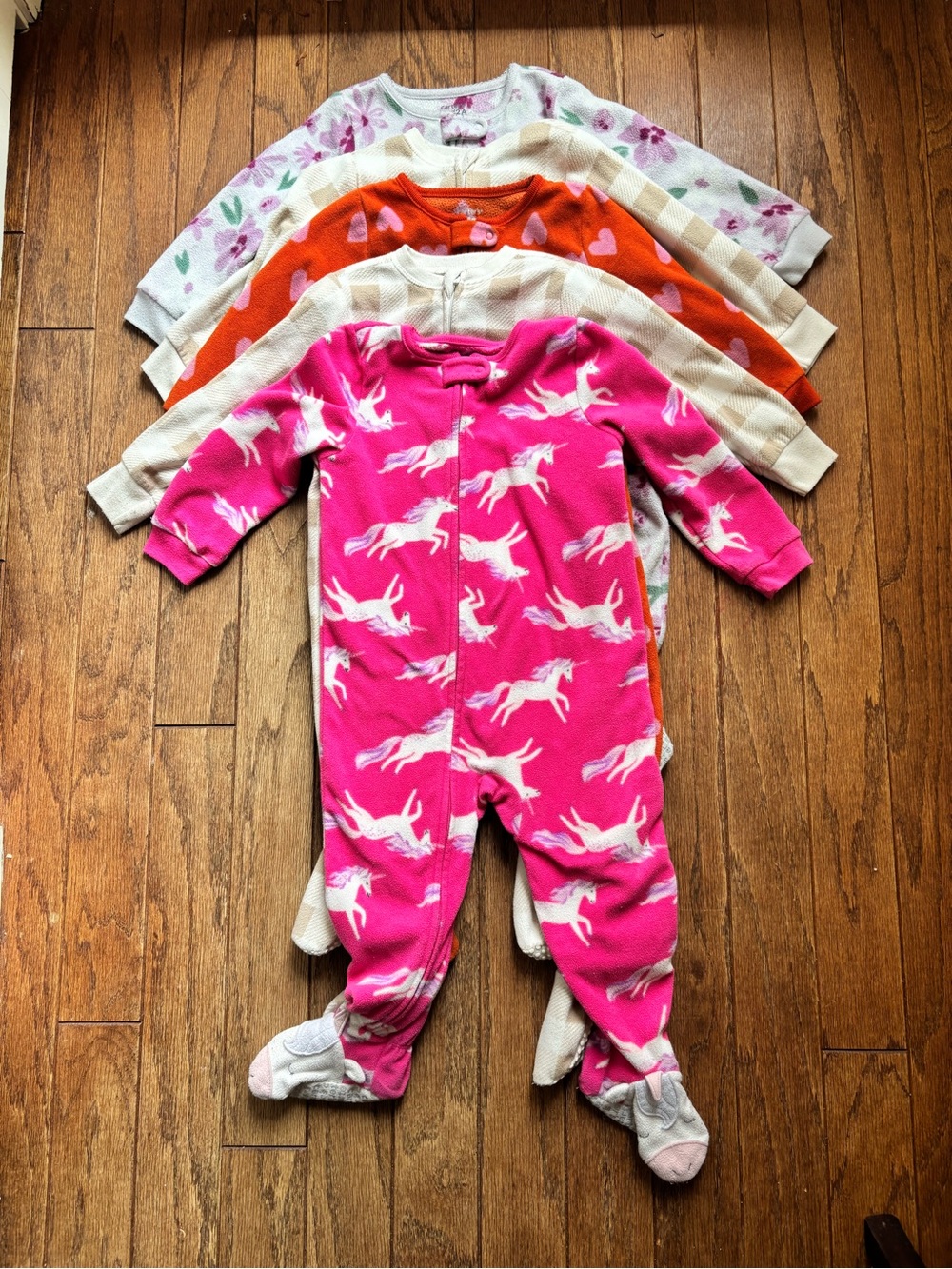 Girls fleece footed pjs bundle lot carters old navy size 2T